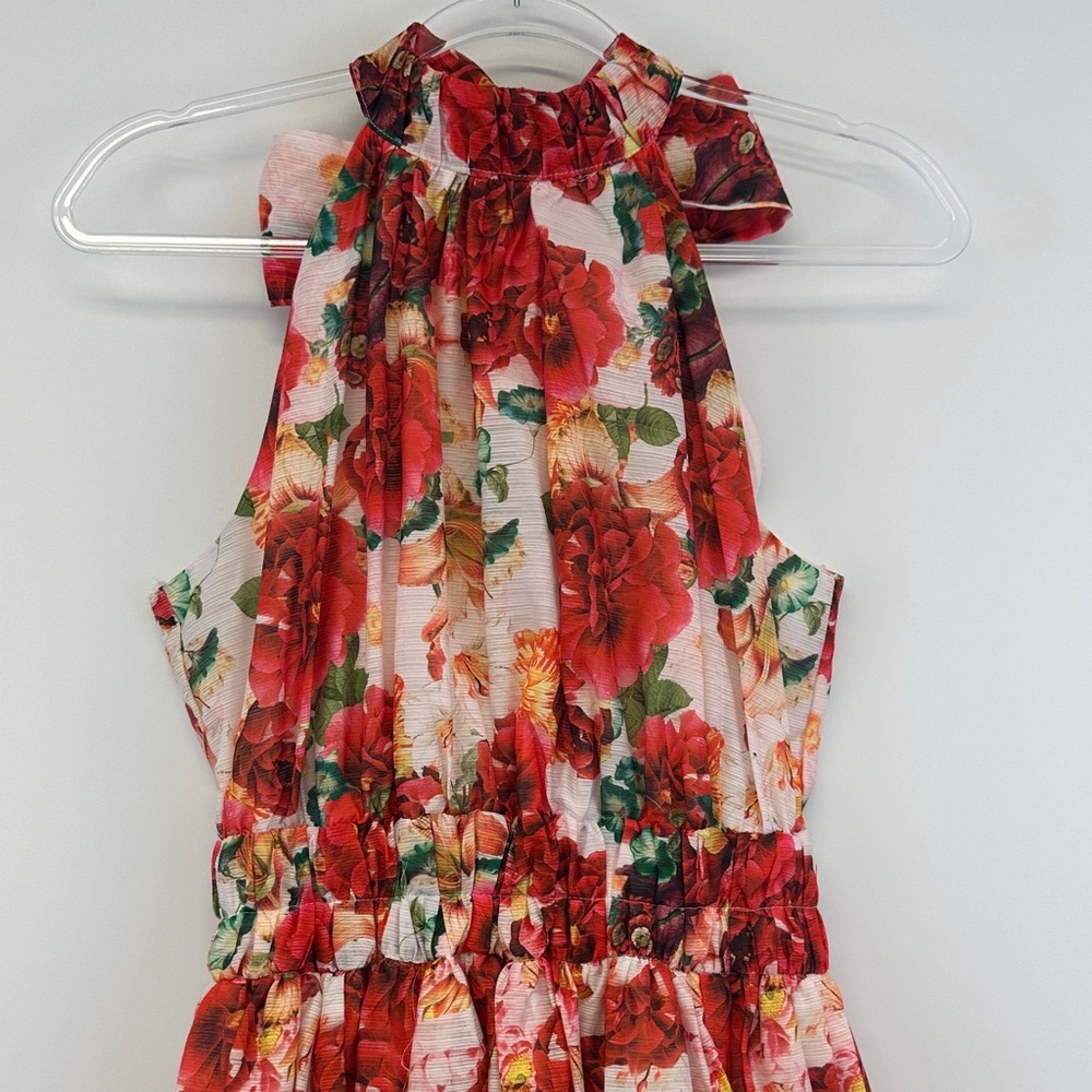 EB Luxe Los Angeles Floral Halter Neck Midi Dress Boho Cottagecore S - Picture 5 of 10